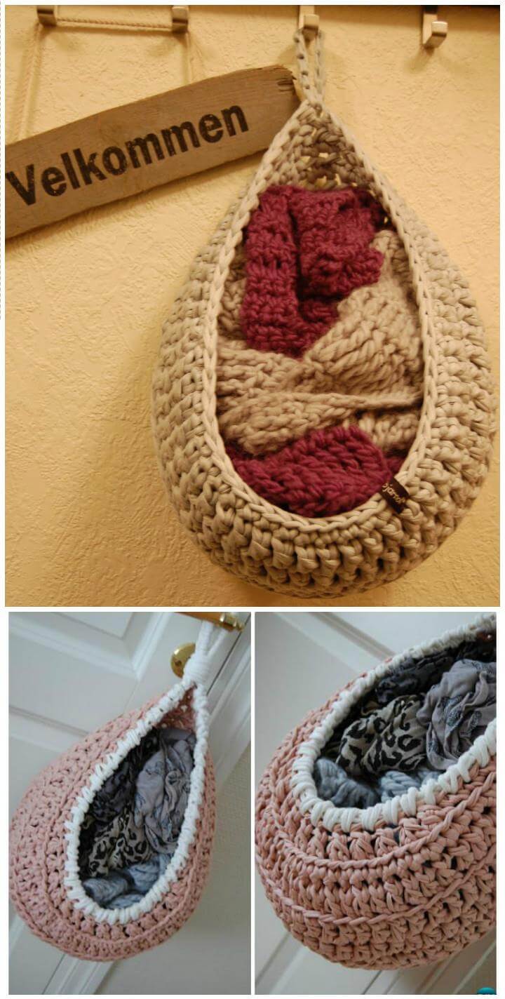 crochet chunky hanging basket