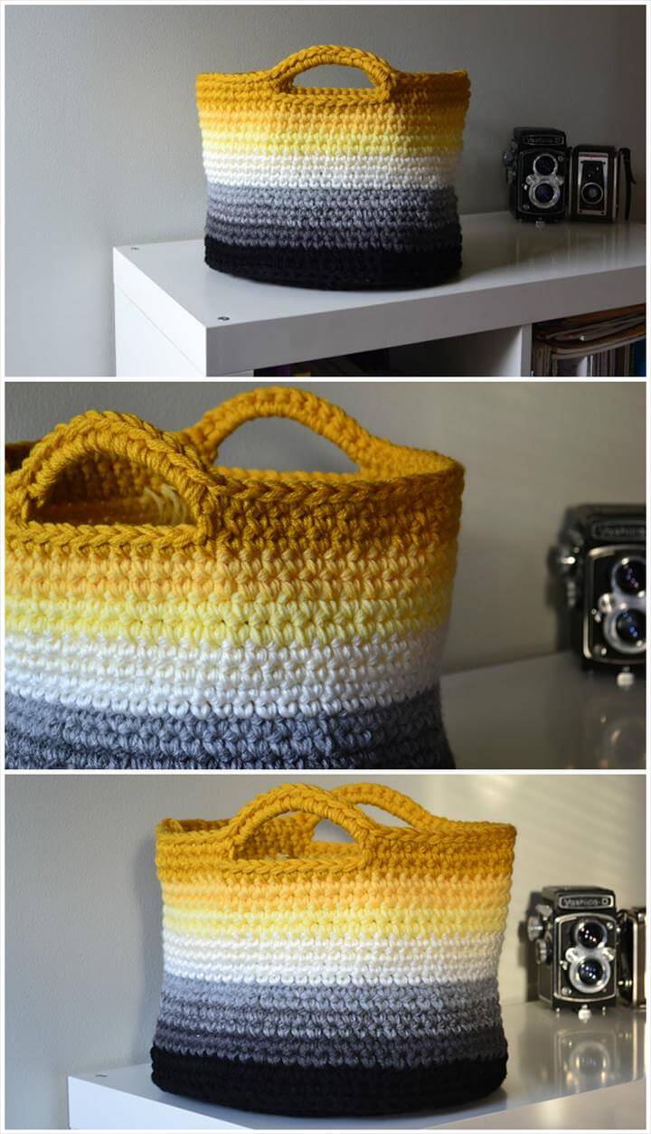free crochet ombre basket free pattern